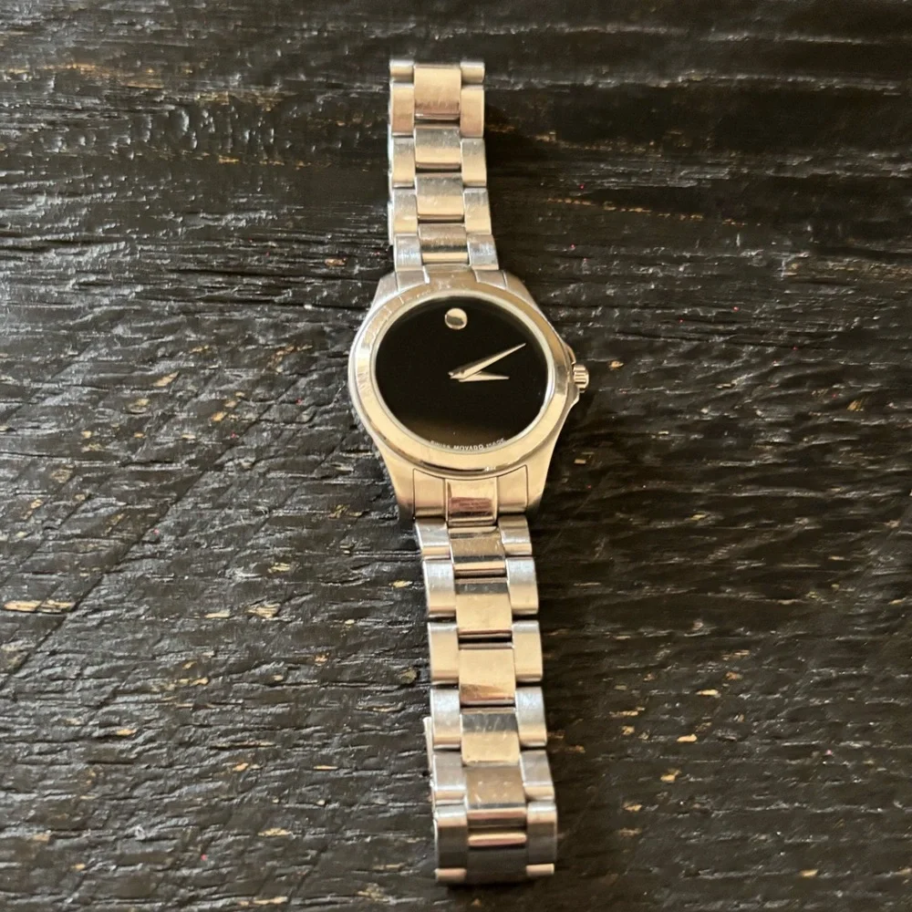 Movado Silver and Black Watch